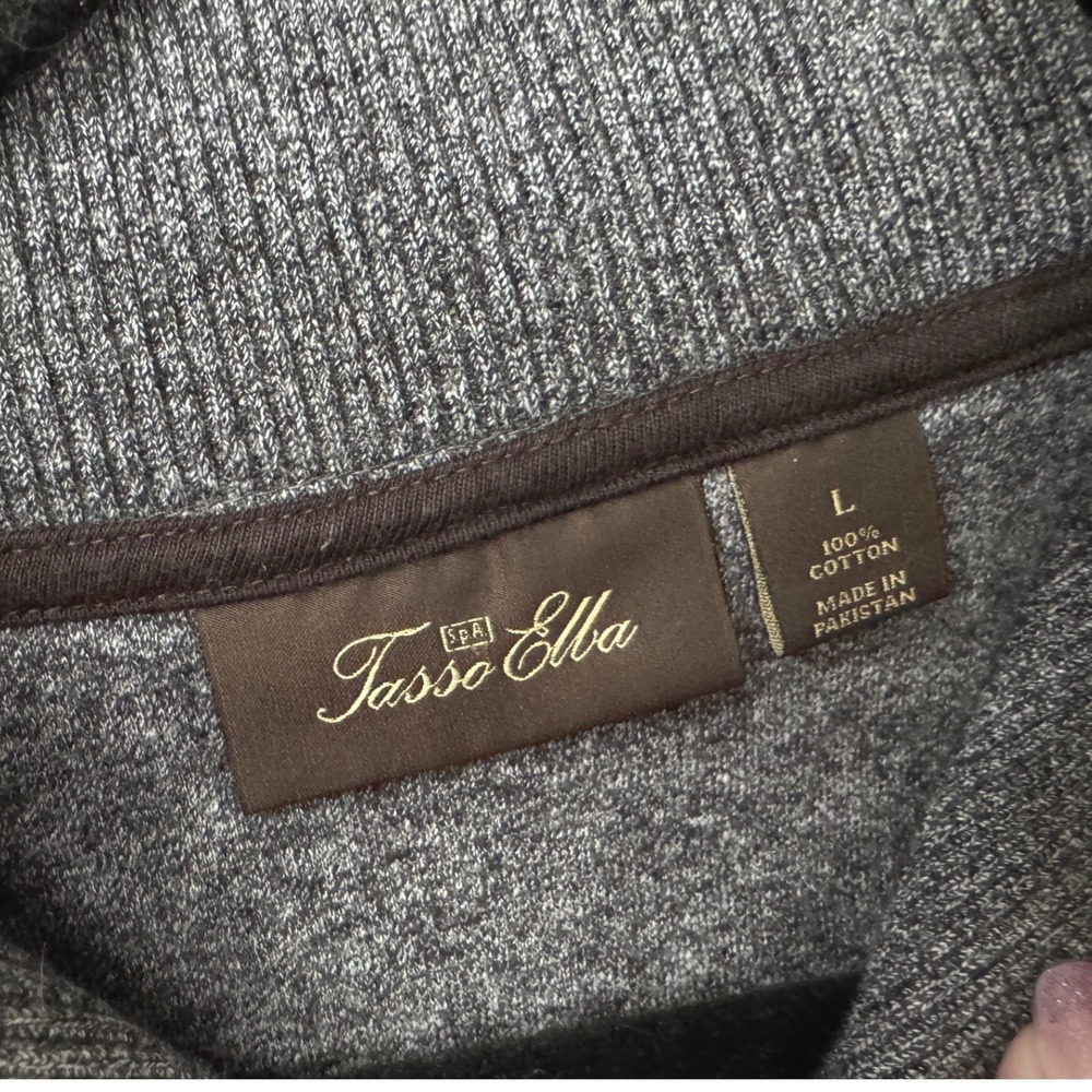 Tasso Elba Mens Charcoal Gray Cotton Shawl Collar Button Sweater Large SI36227 - Picture 3 of 6